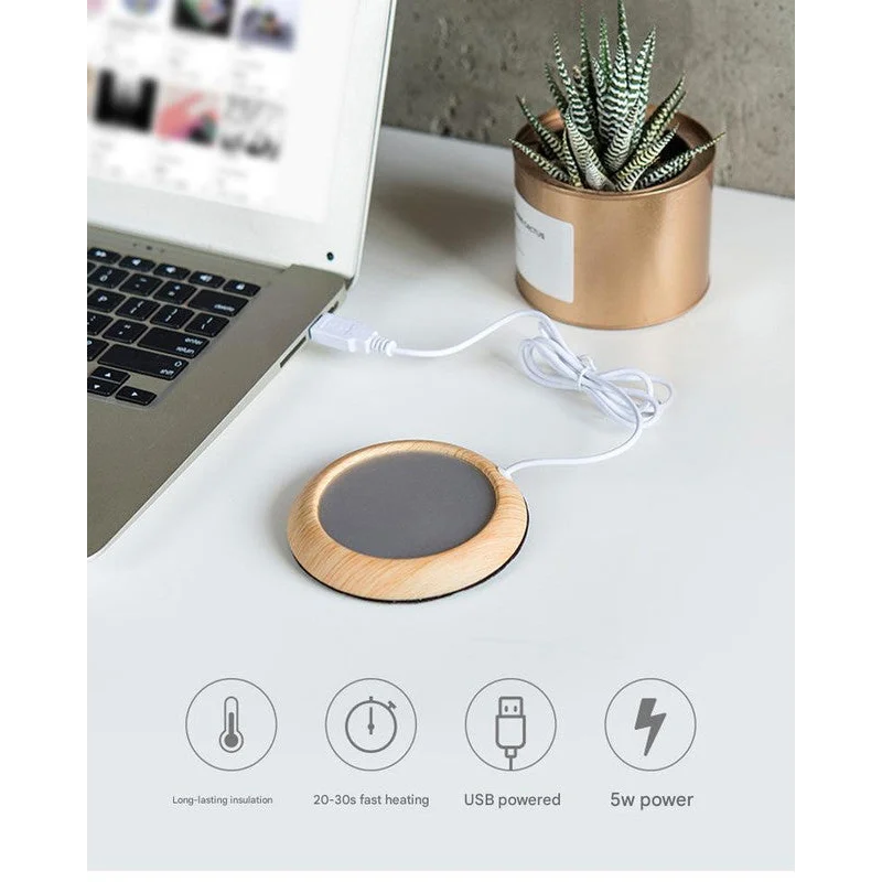 USB Cup Heater - White Porcelain Electric Beverage Heater