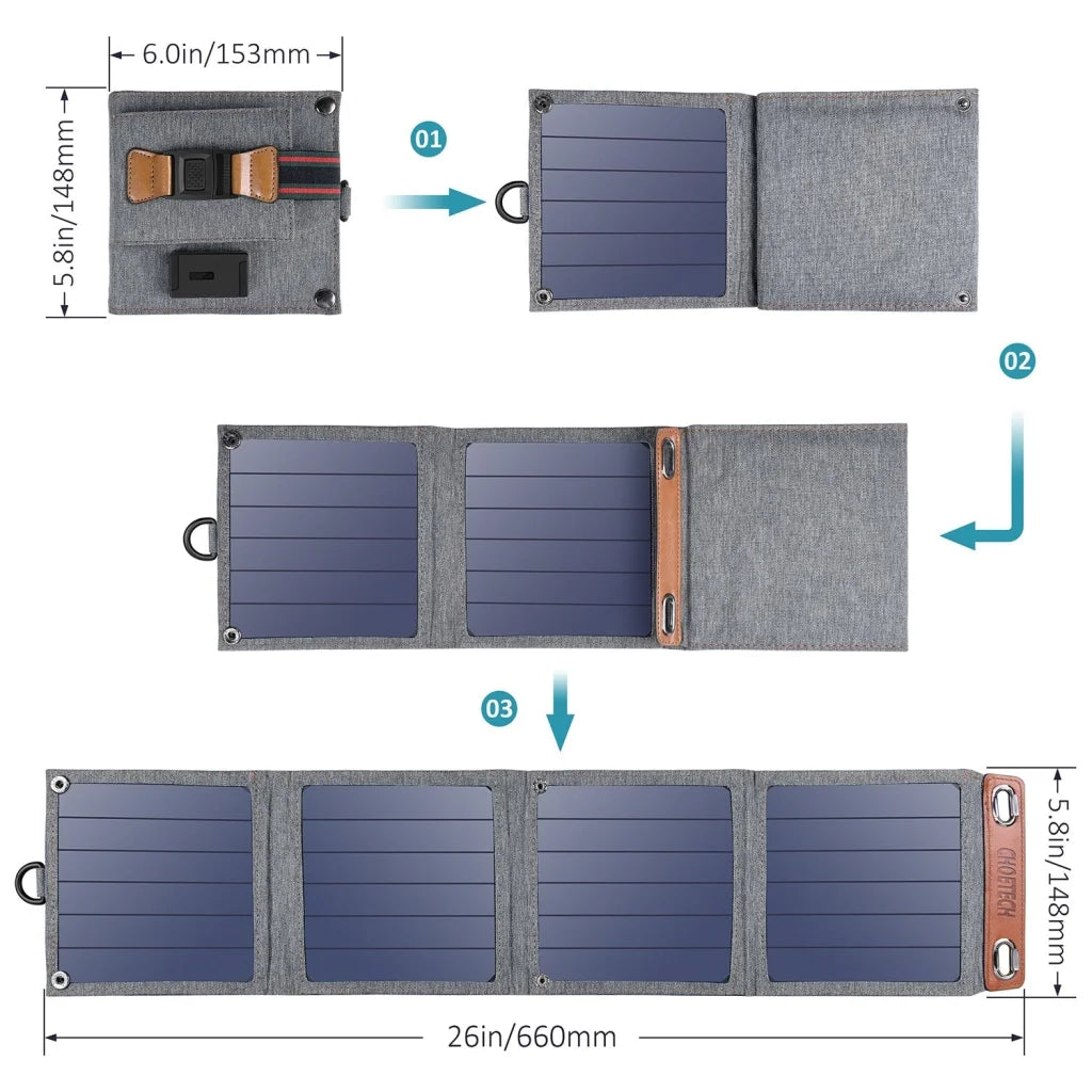 USB Foldable Solar Powered Charger 14W CHOETECH SC004