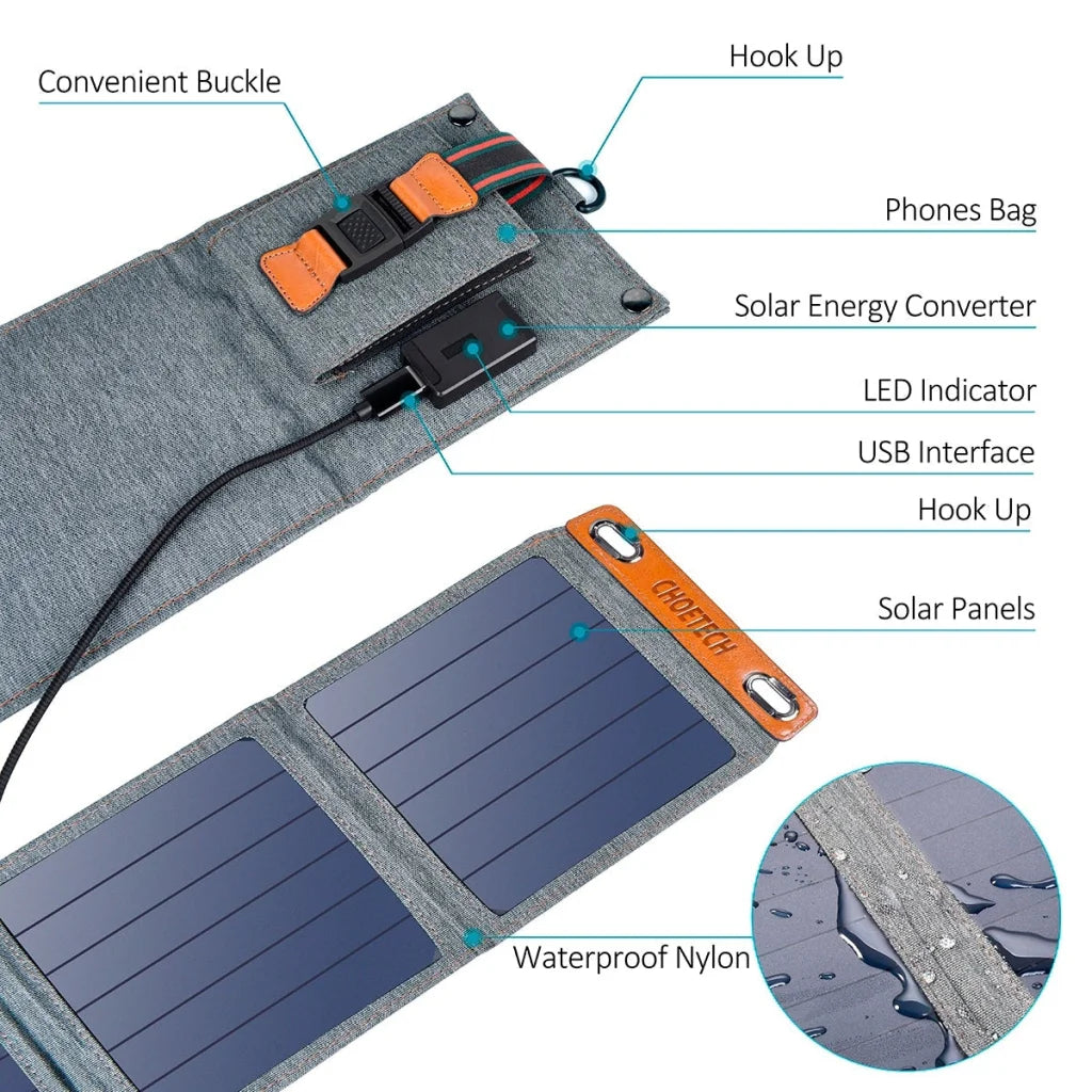 USB Foldable Solar Powered Charger 14W CHOETECH SC004