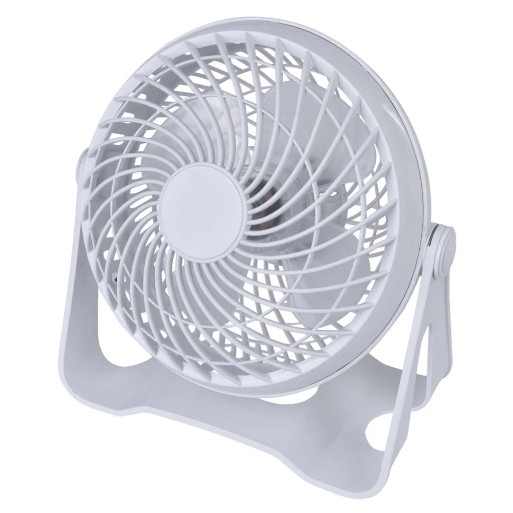 USB Powered Desk Fan Portable 2 Speed Adjustable Angle Cooling White