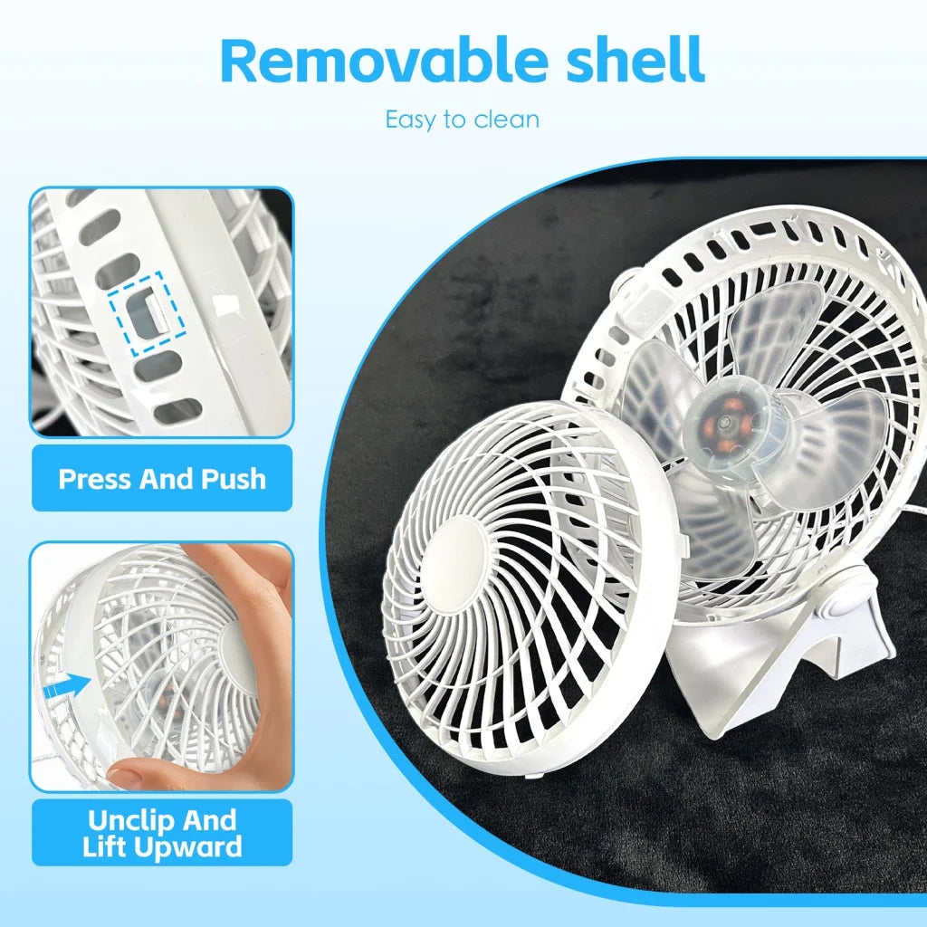 USB Powered Desk Fan Speed Adjustable Angle White