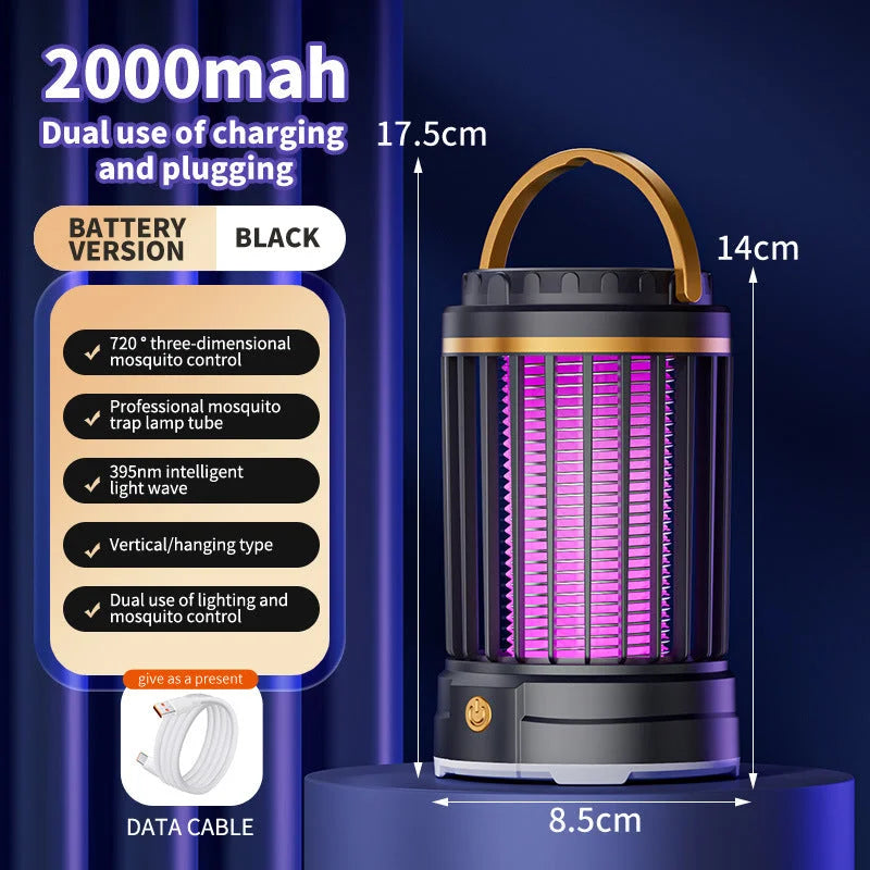 USB Rechargeable Black Portable 3-in-1 Electric Mosquito