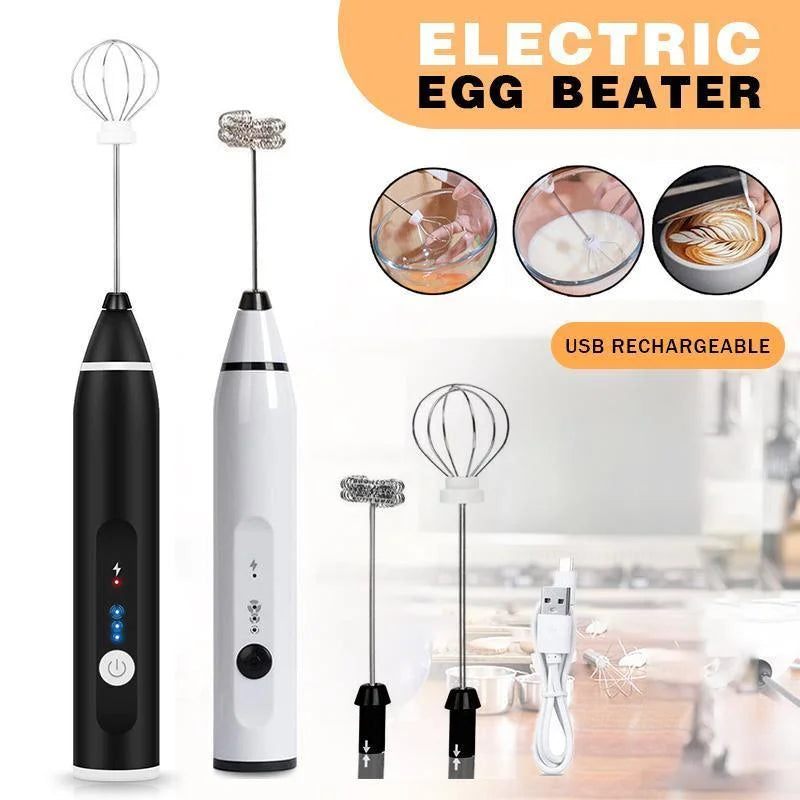 USB Rechargeable Electric Egg Beater Milk Coffee Frother