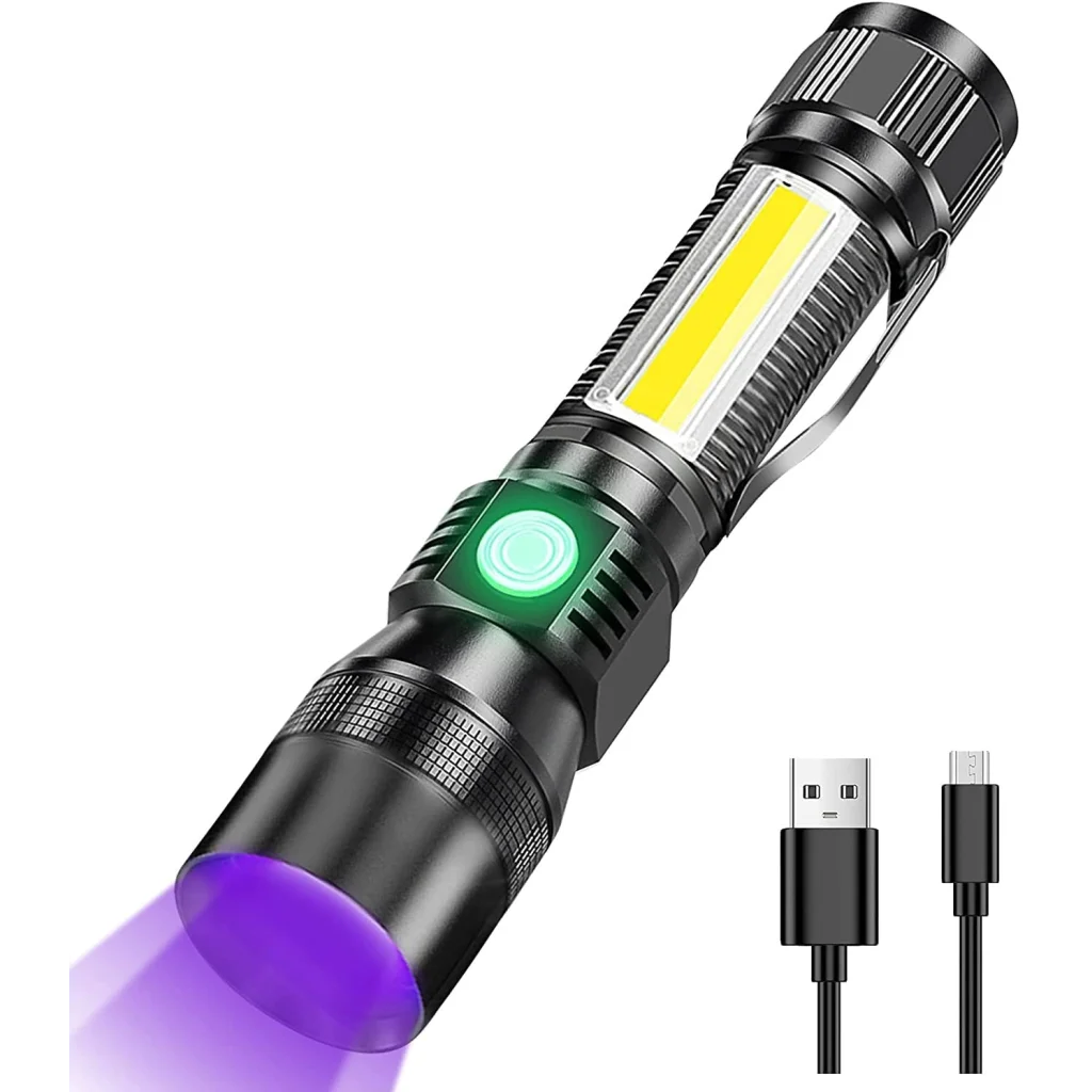 UV Light Flashlight Torch 7 Modes Waterproof Rechargeable