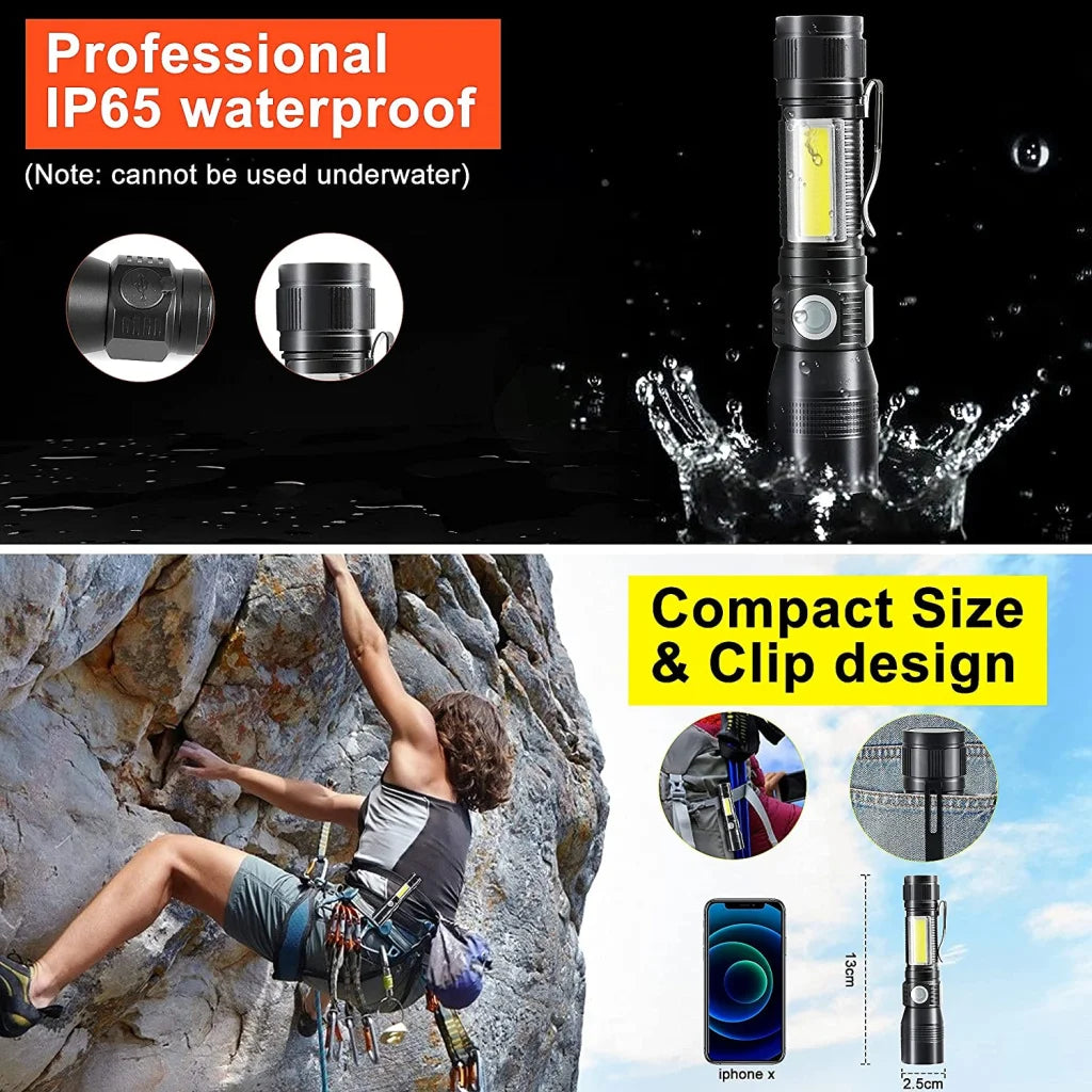 UV Light Flashlight Torch 7 Modes Waterproof Rechargeable