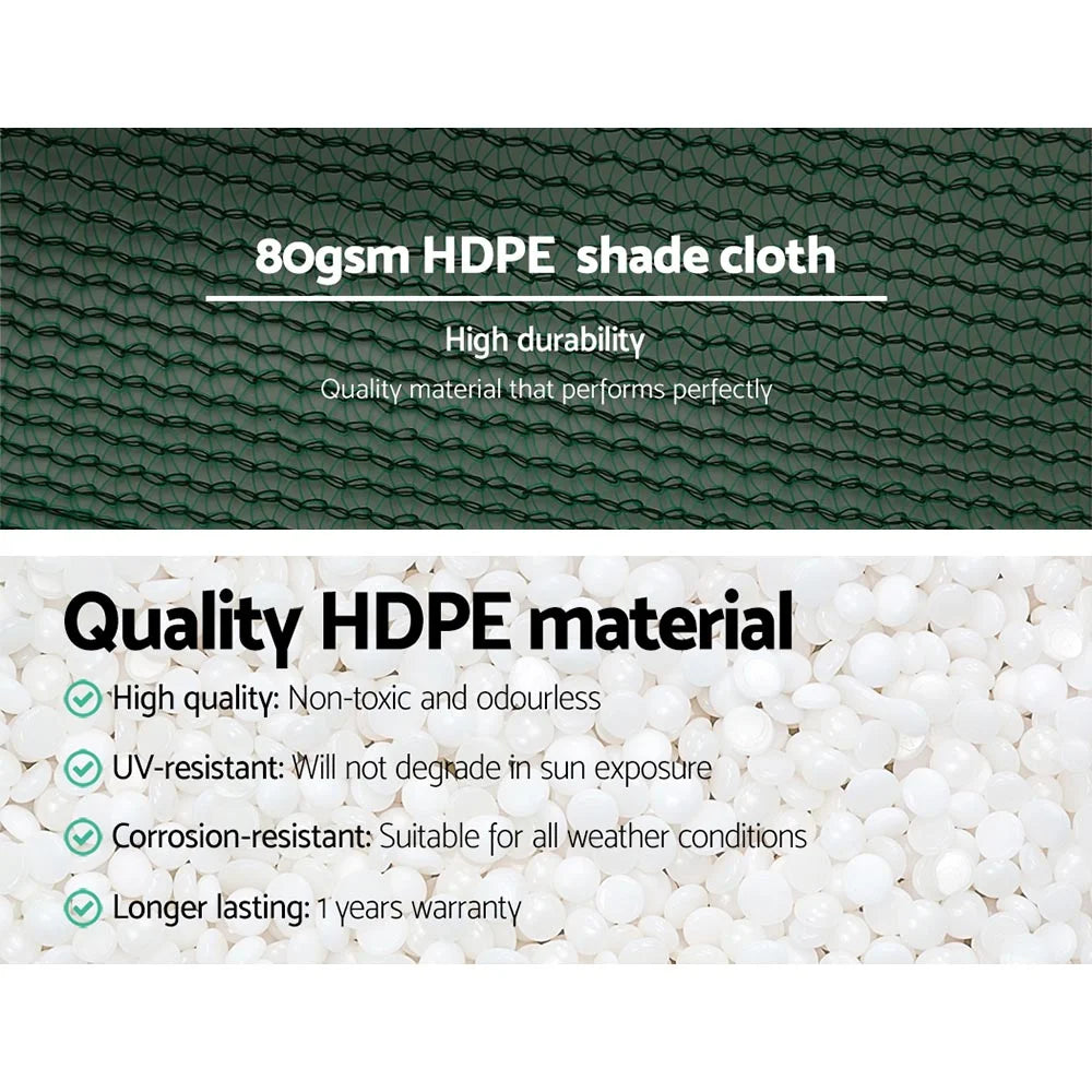 Green mesh 66x20m shade sail with material weave and tidy border