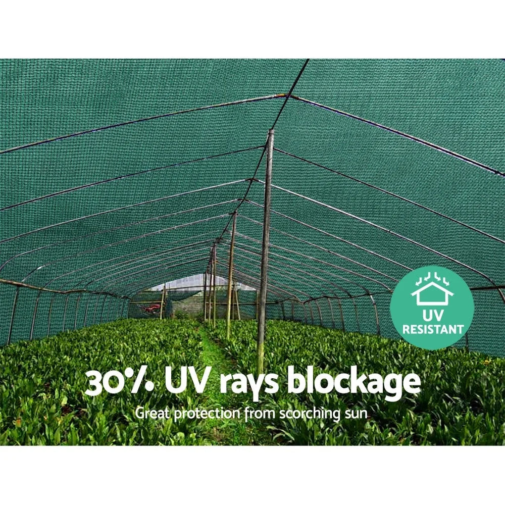 Green mesh 66x20m shade sail with woven surface and bound edging