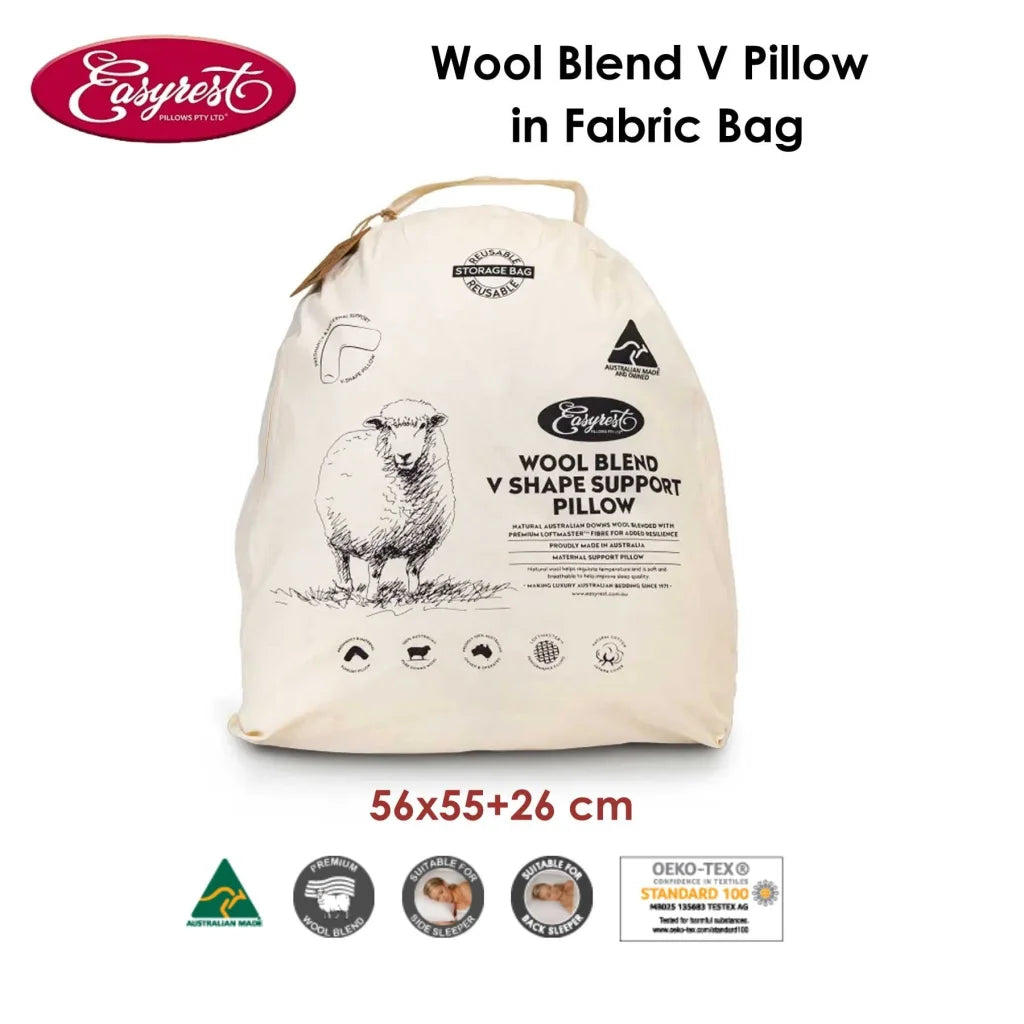 V Pillow Easyrest Wool Blend in Fabric Bag