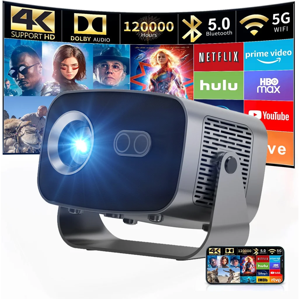 V100 Auto-Focus 4K Mini Projector (950S)with Android WiFi