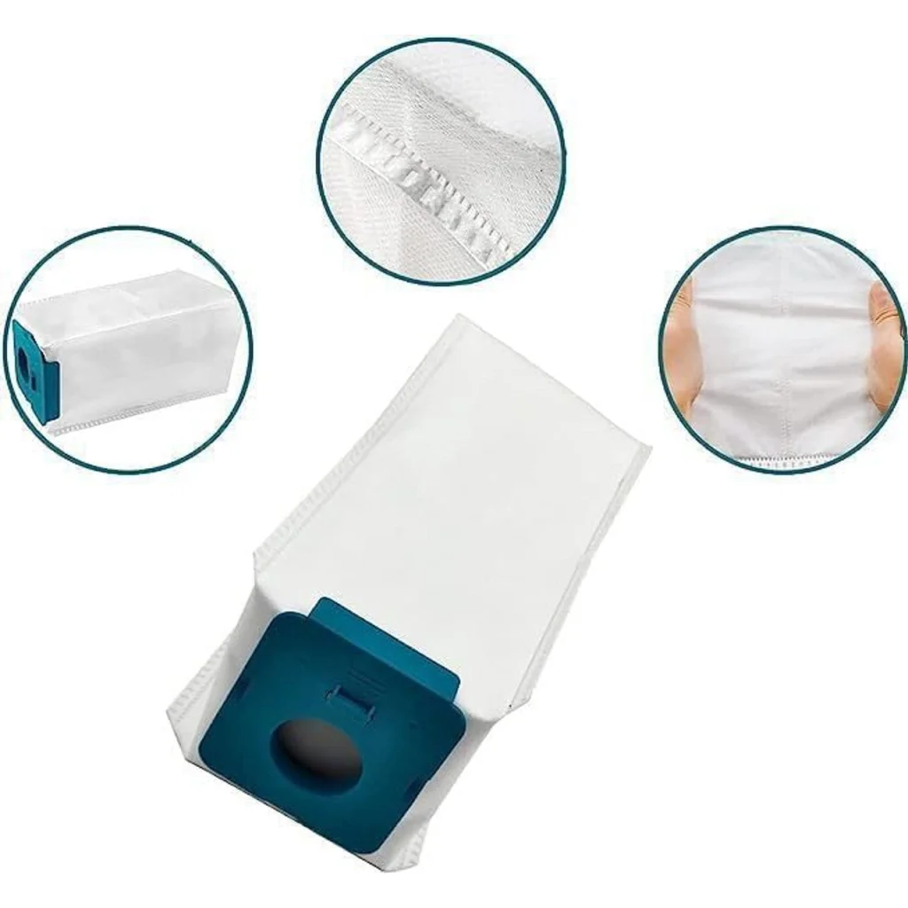 Vacuum dust bags with roller head and vacuum connector