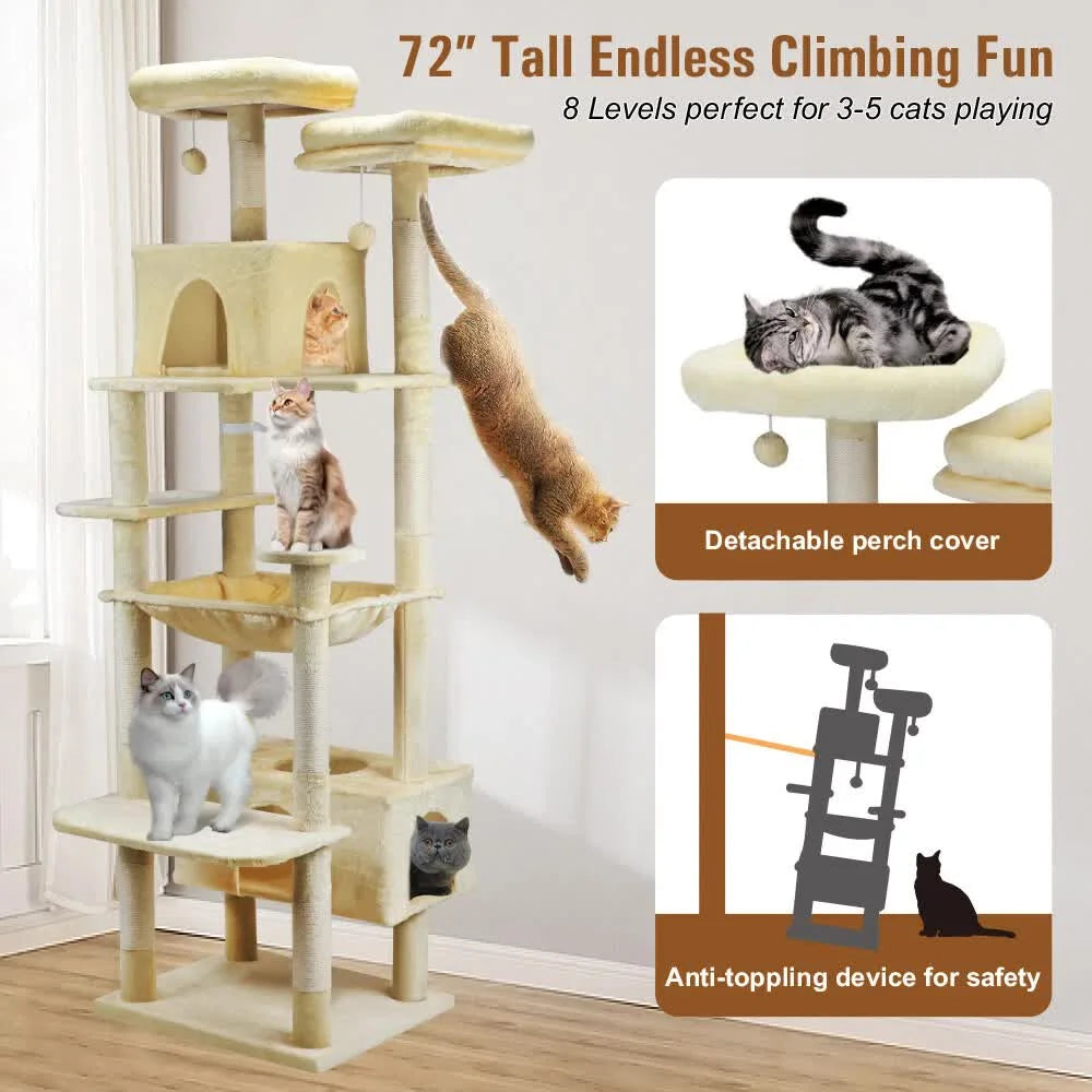 VaKa 184cm Road Cat Tree Tower Scratching Post Scratcher