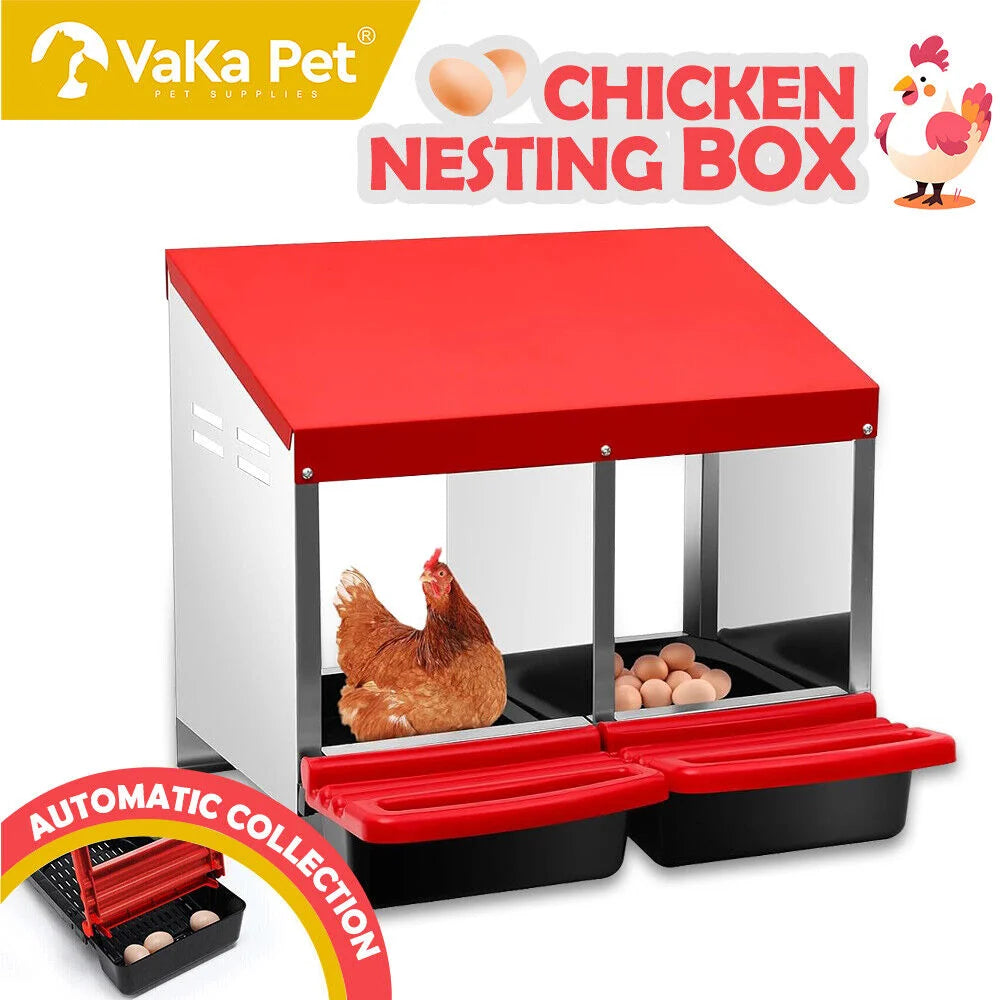 VaKa Chicken Hen Coop Hutch 2 Hole Inside Outside Roll Away