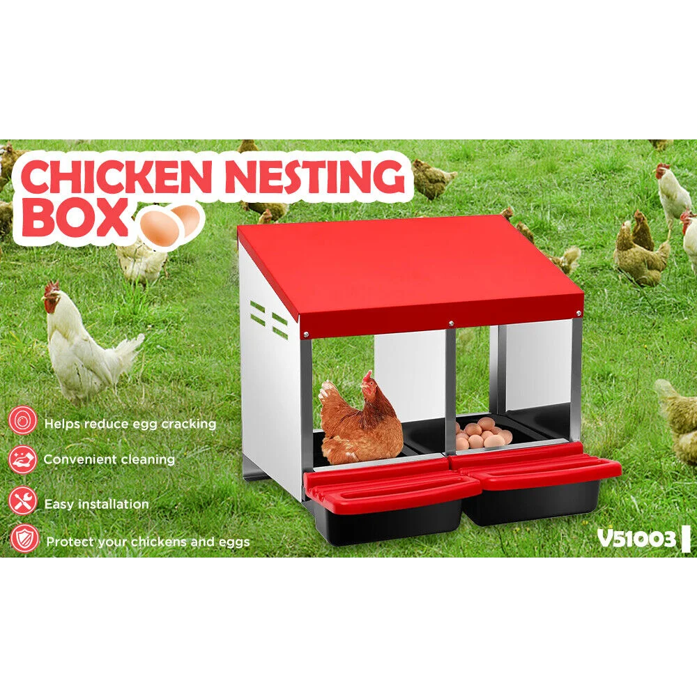 VaKa Chicken Hen Coop Hutch 2 Hole Inside Outside Roll Away