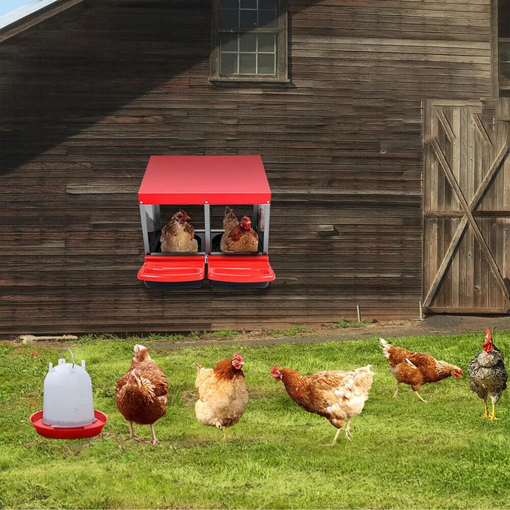 VaKa Chicken Hen Coop Hutch 2 Hole Inside Outside Roll Away