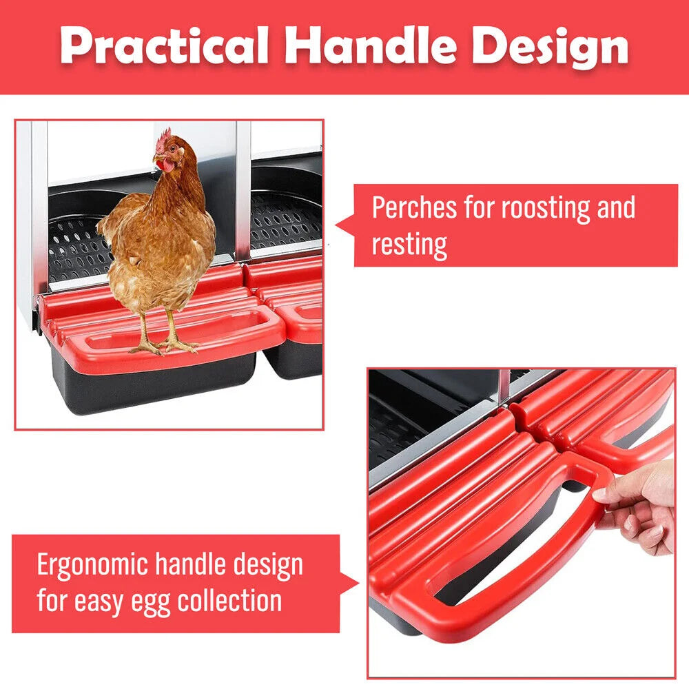 VaKa Chicken Hen Coop Hutch 2 Hole Inside Outside Roll Away