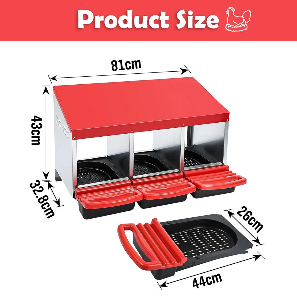 VaKa Chicken Hen Coop Hutch 3 Hole Inside Outside Roll Away
