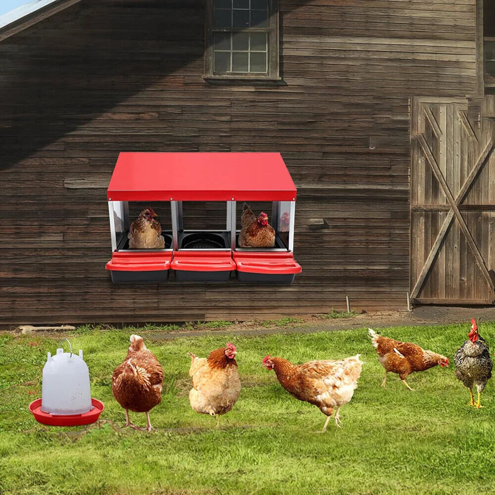 VaKa Chicken Hen Coop Hutch 3 Hole Inside Outside Roll Away