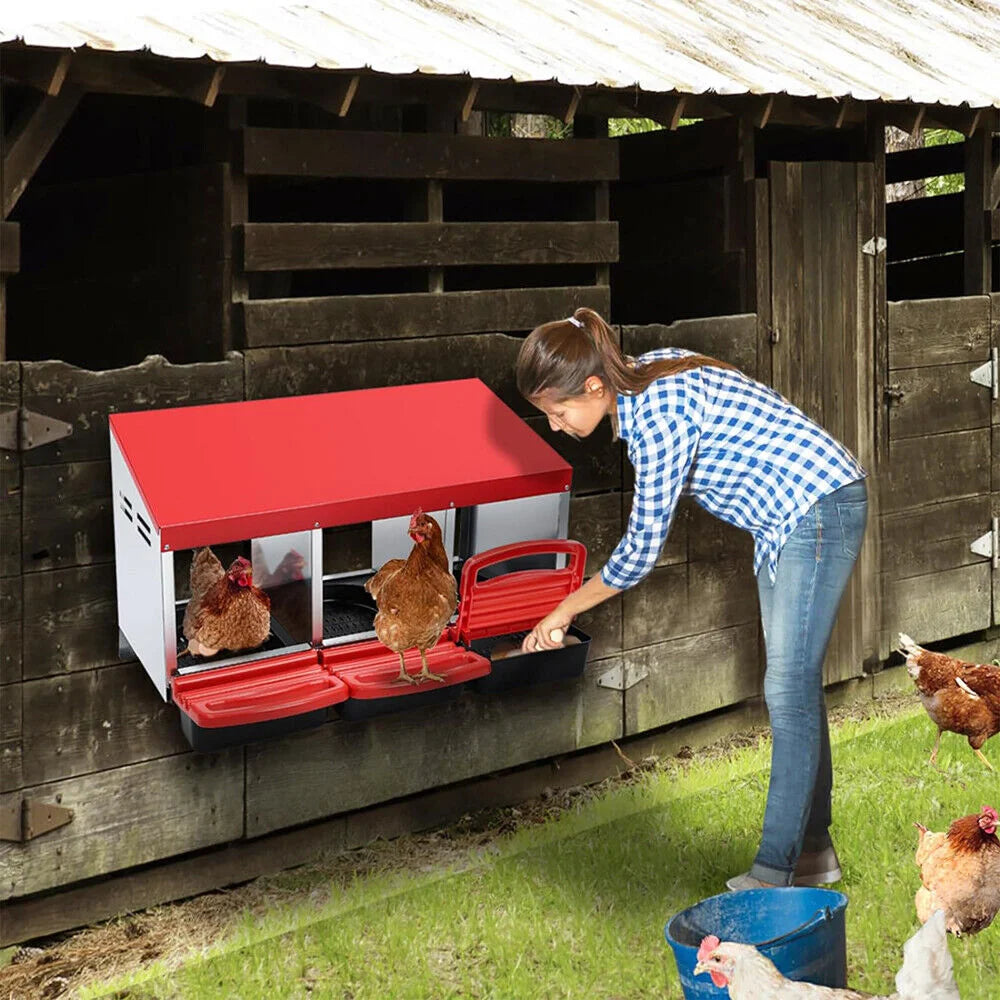 VaKa Chicken Hen Coop Hutch 3 Hole Inside Outside Roll Away