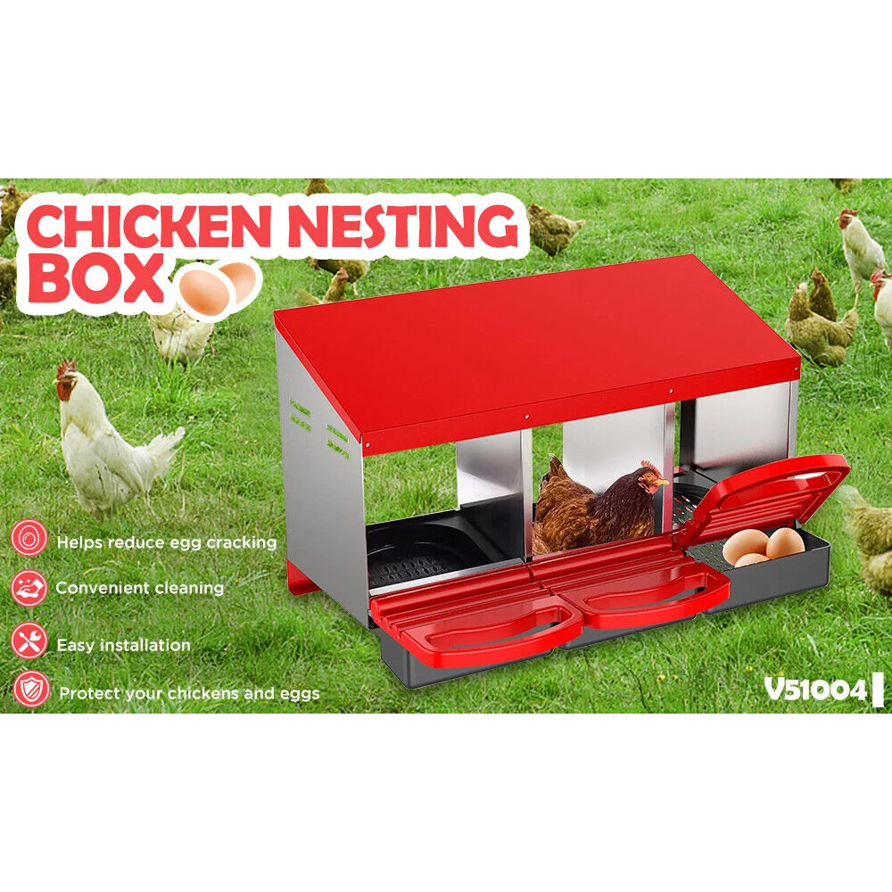 VaKa Chicken Hen Coop Hutch 3 Hole Inside Outside Roll Away