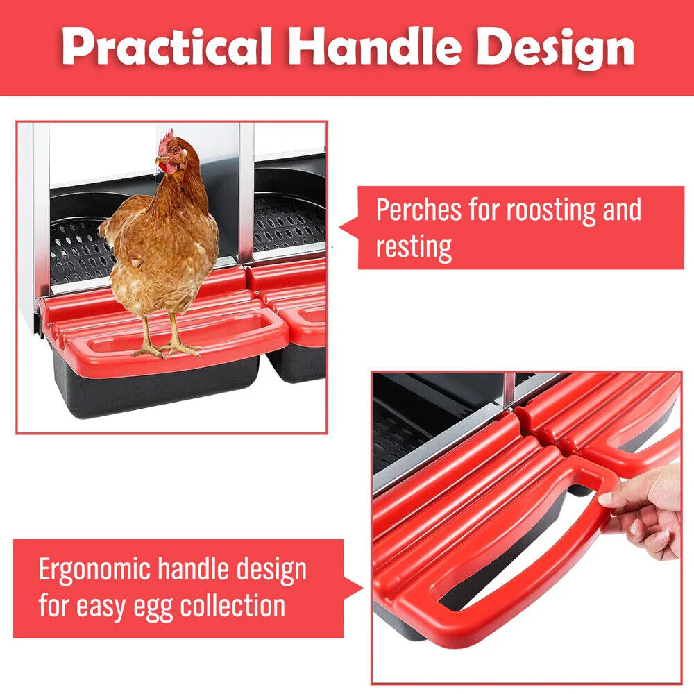 VaKa Chicken Hen Coop Hutch 3 Hole Inside Outside Roll Away