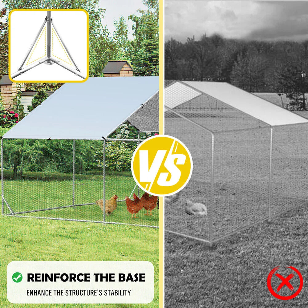 VaKa Metal Walk-in Chicken Coop Rabbit Hutch Cage Hen House