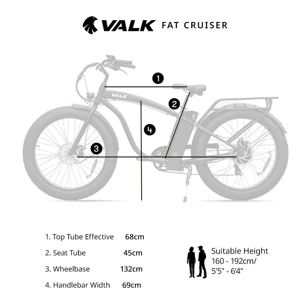 VALK Electric Fat Tyre Cruiser Bike eBike with Throttle