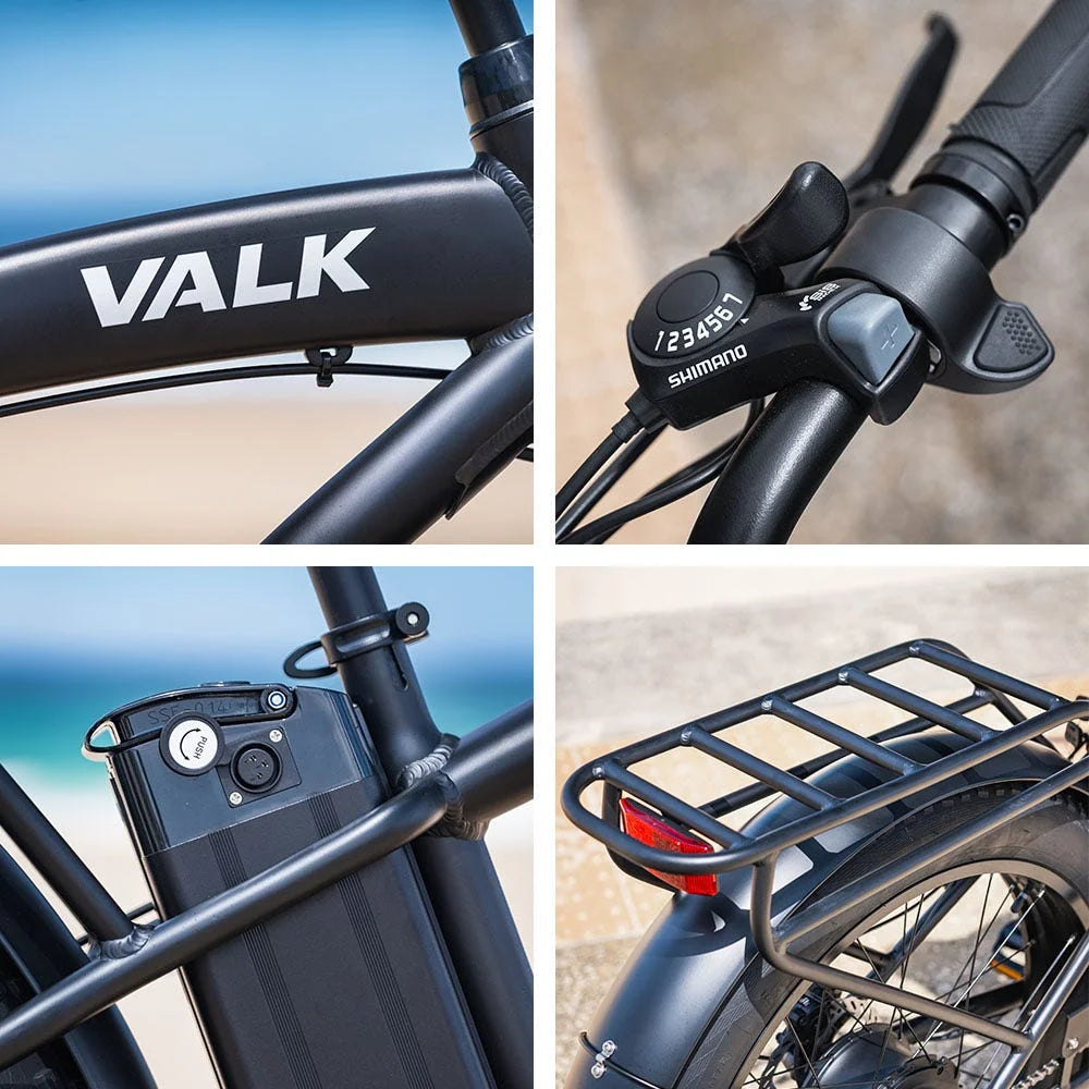 VALK Electric Fat Tyre Cruiser Bike eBike with Throttle