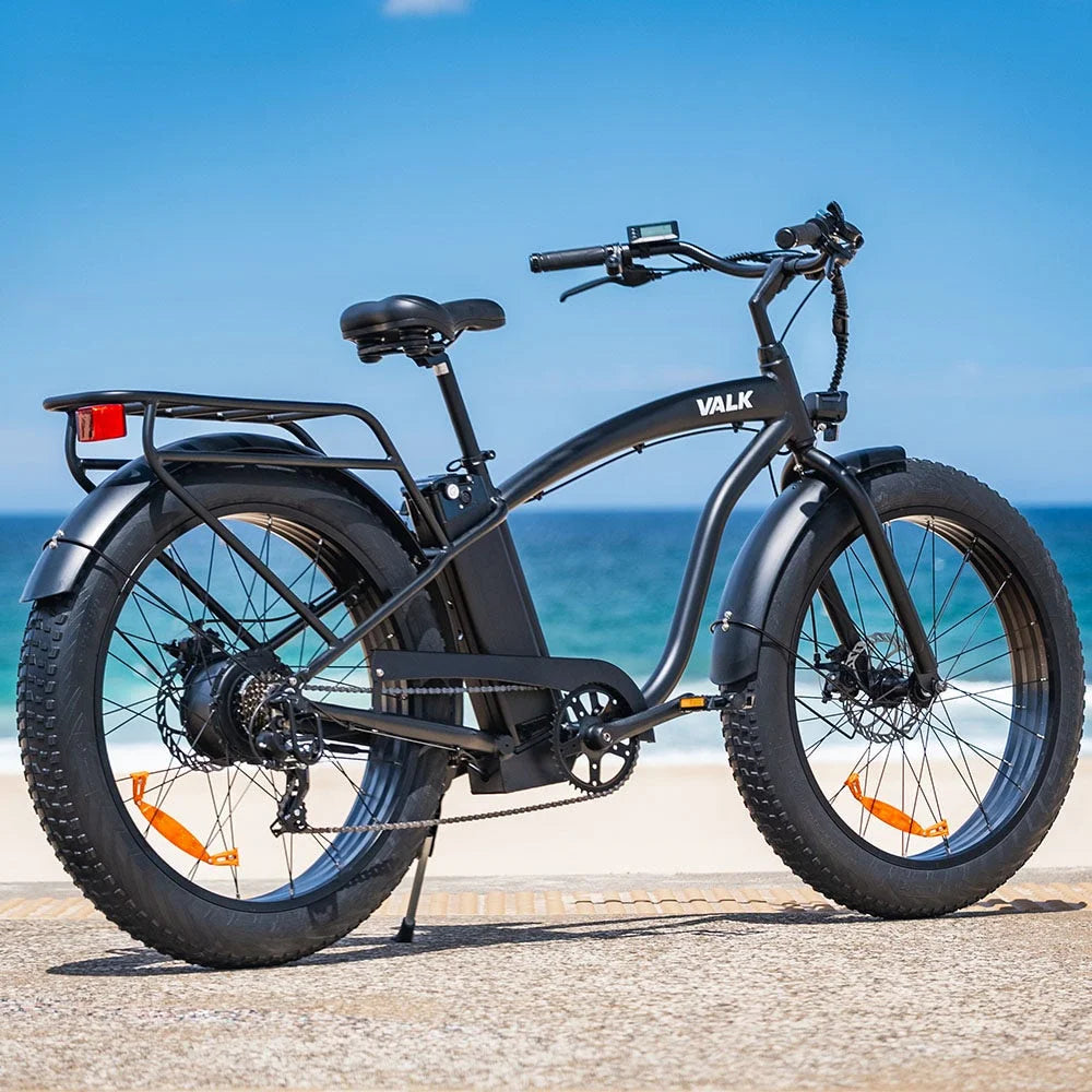 VALK Electric Fat Tyre Cruiser Bike eBike with Throttle