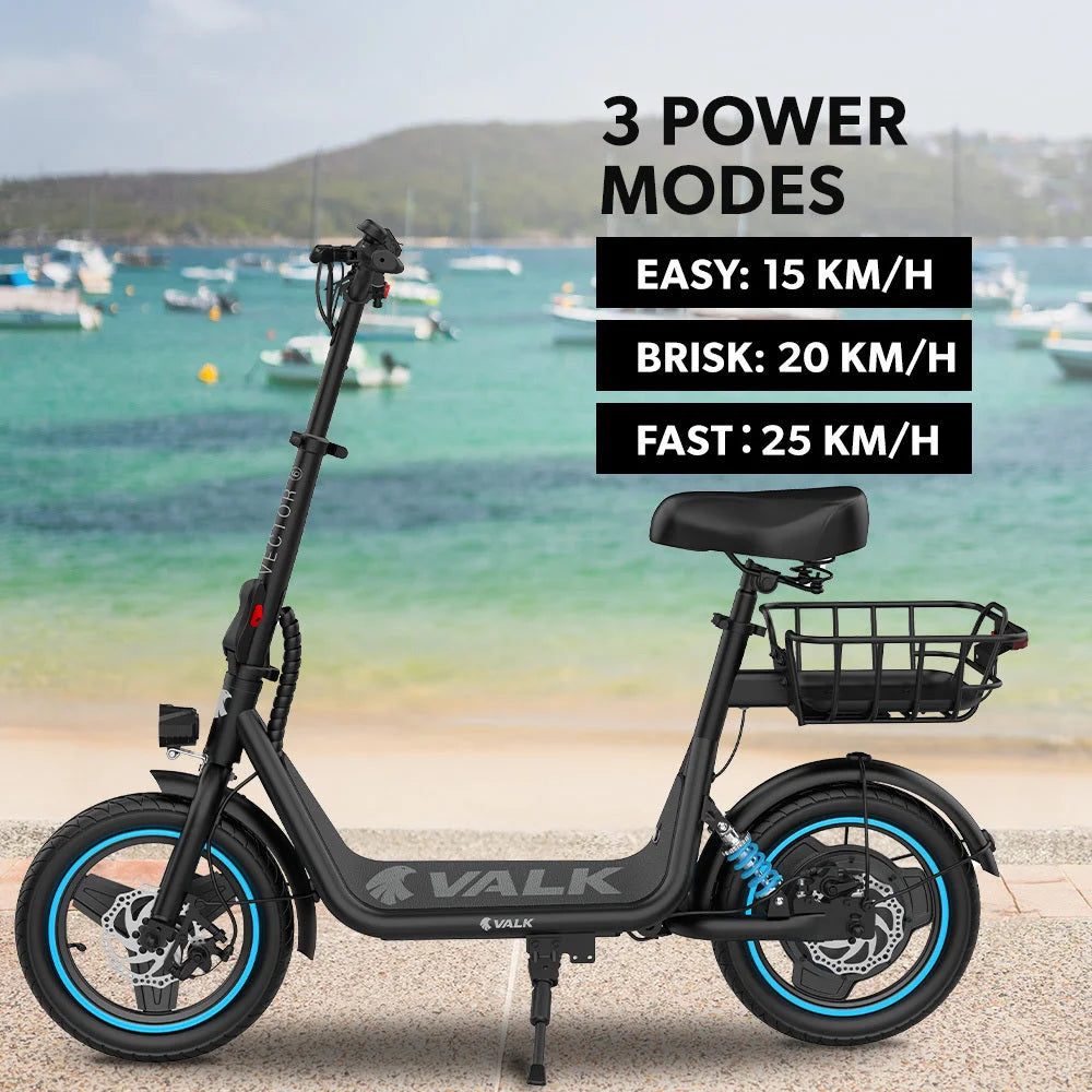 VALK Electric Scooter with Seat 30km Range Disc brakes 14’’