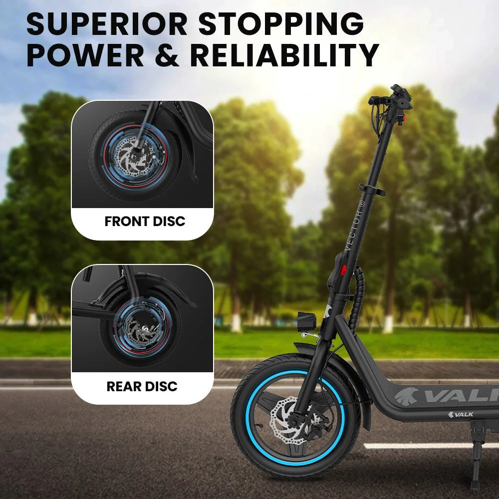 VALK Electric Scooter with Seat 30km Range Disc brakes 14’’