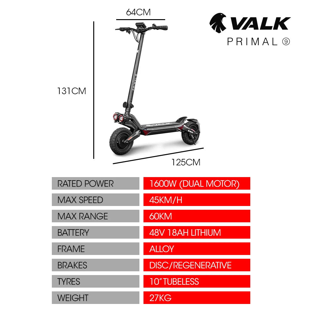 VALK Primal 9 Dual Motor 1600W Extreme Hill Climbing