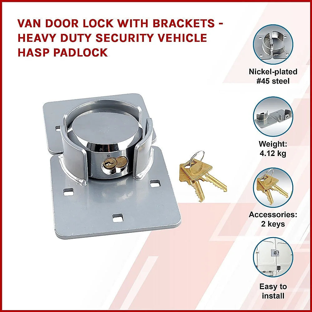 Van Door Lock with Brackets - Heavy Duty Security Vehicle