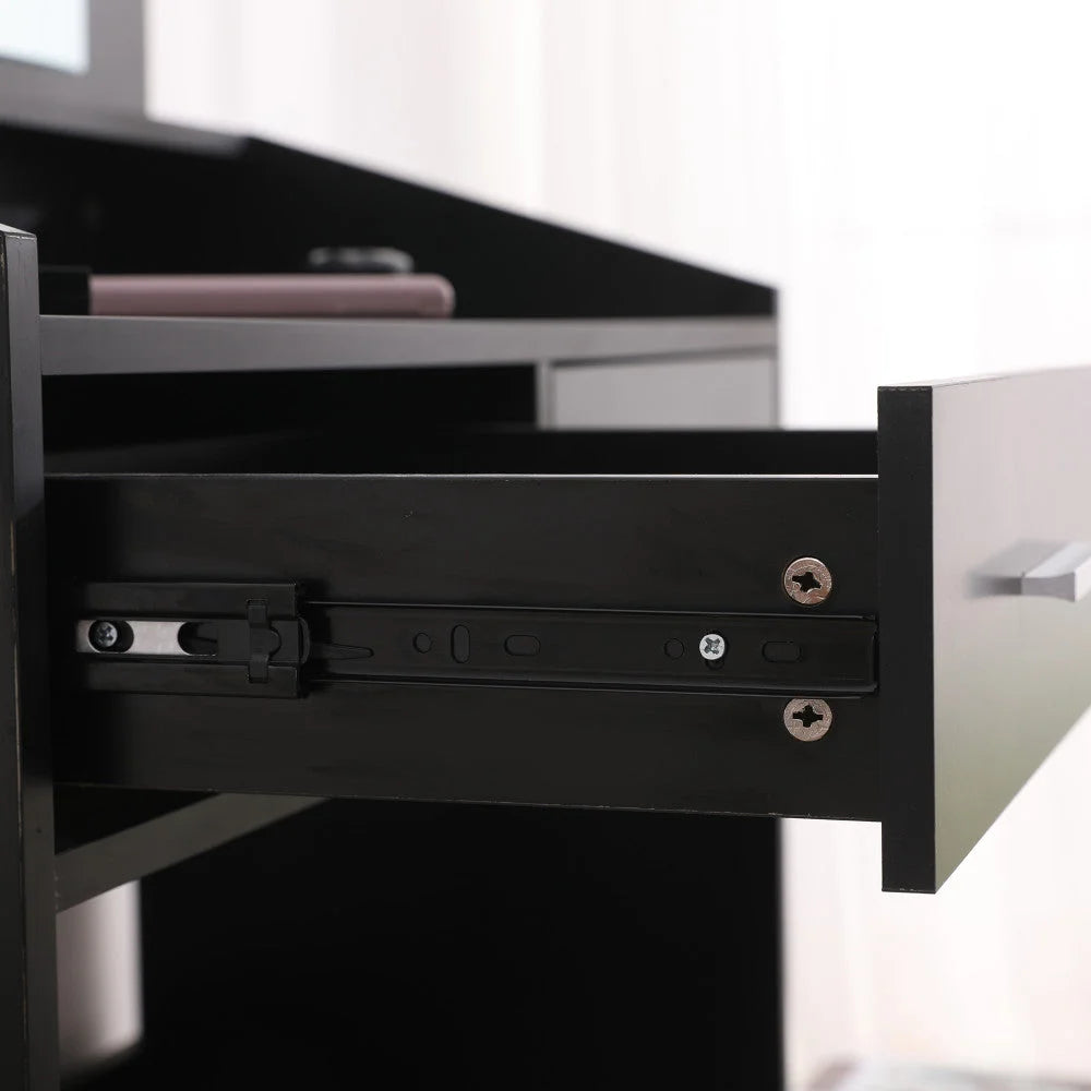 Vanity Set Diana with Shelves Cushioned Stool and Lighted