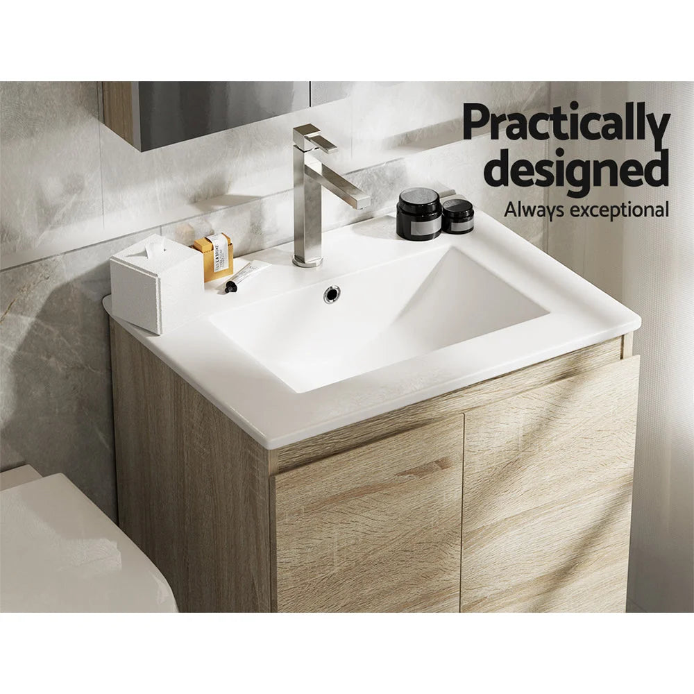 Vanity Unit 600mm with Basin - Oak