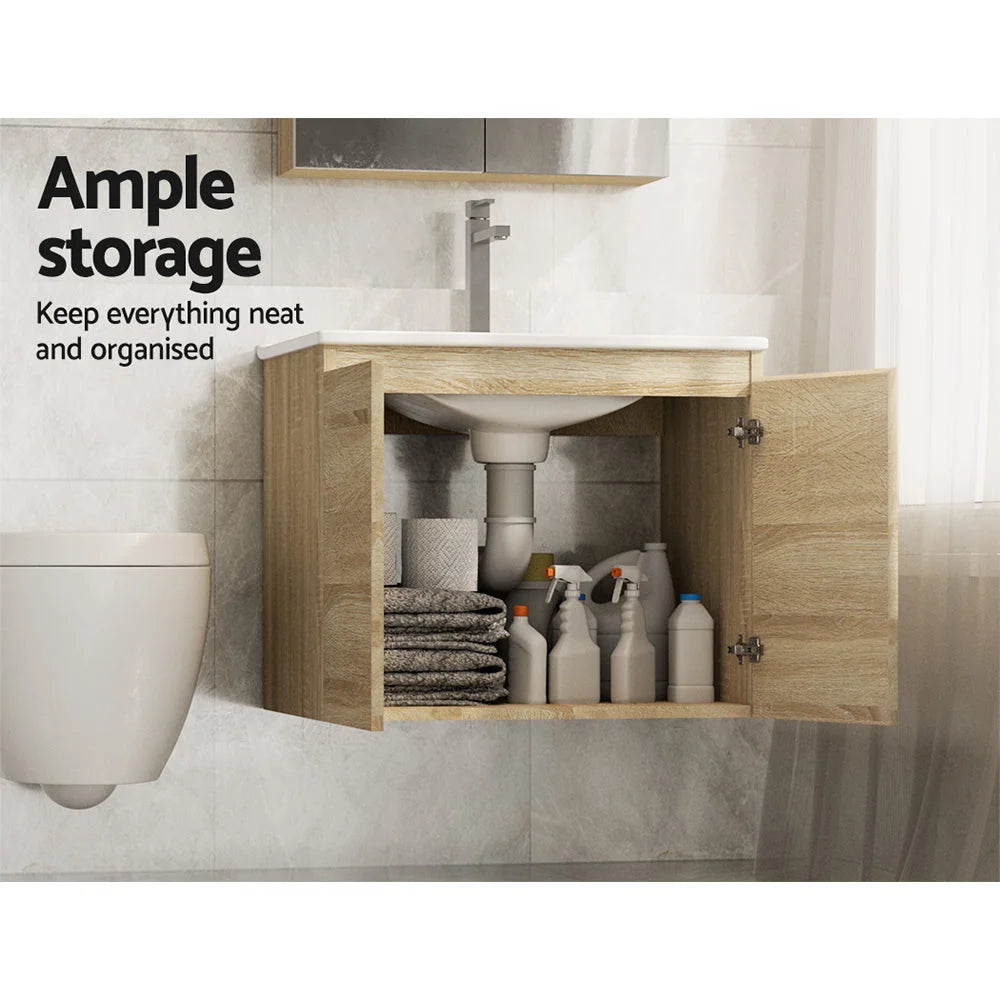 Vanity Unit 600mm with Basin - Oak