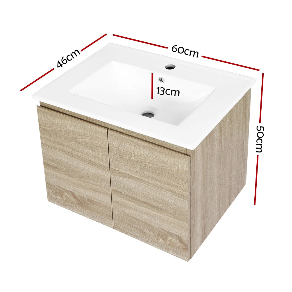 Vanity Unit 600mm with Basin - Oak