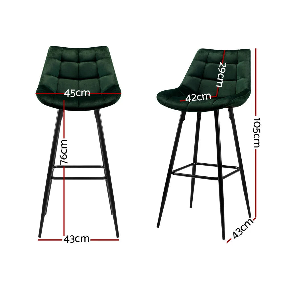 Green metal bar stool with velvet stools kitchen