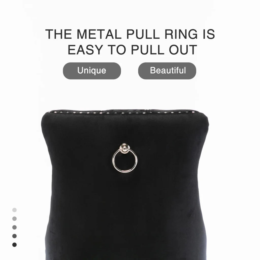 Velvet Bar Stools Set of 2 with Studs Trim Wooden Legs