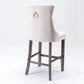 Velvet Bar Stools with Studs Trim - Wooden Legs Tufted