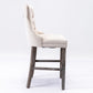 Velvet Bar Stools with Studs Trim - Wooden Legs Tufted