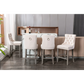 Velvet Bar Stools with Studs Trim - Wooden Legs Tufted