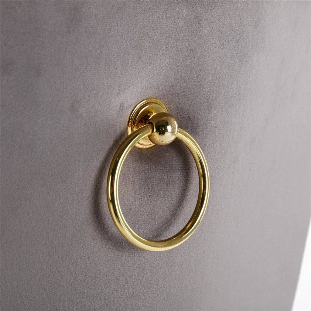 Velvet Dining Chairs 4X with Golden Metal Legs - Grey