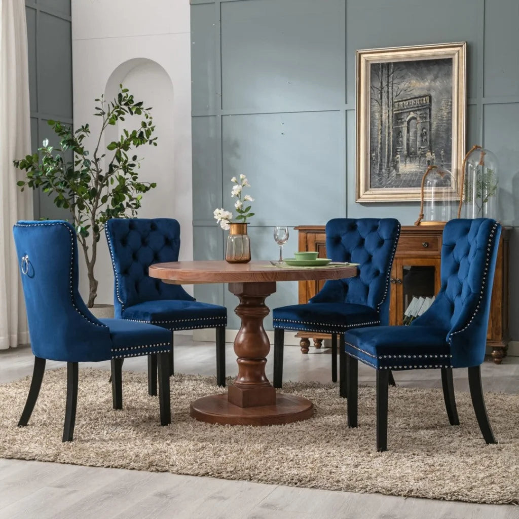 Velvet Dining Chairs Set of 2 Upholstered Tufted Kitchen