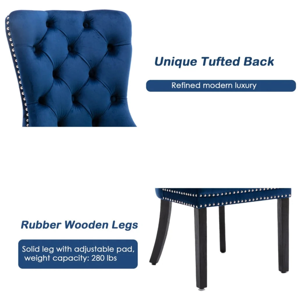 Velvet Dining Chairs Set of 2 Upholstered Tufted Kitchen