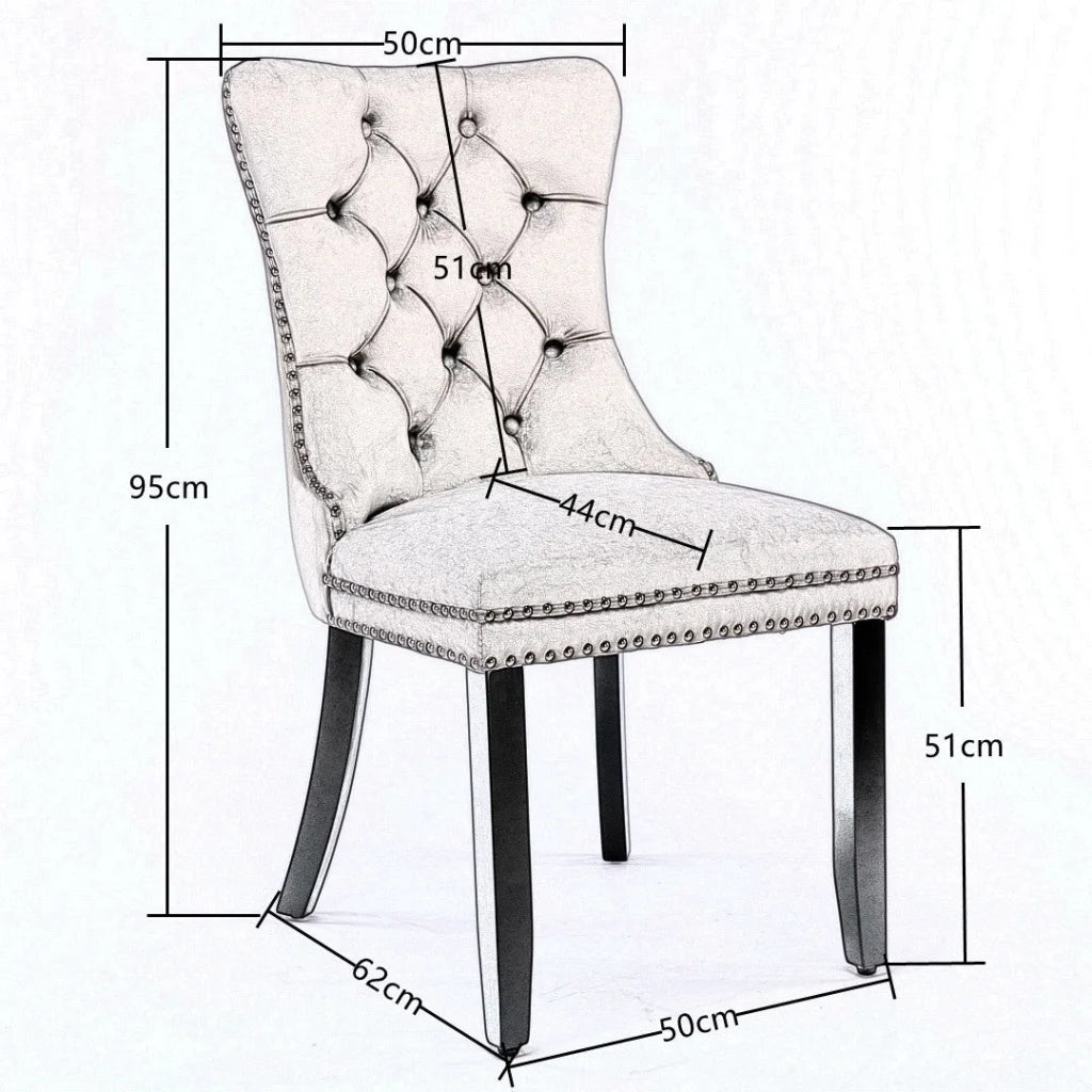 Velvet Dining Chairs Set of 2 Upholstered Tufted Kitchen
