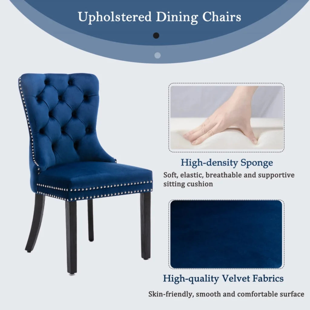 Velvet Dining Chairs Set of 2 Upholstered Tufted Kitchen