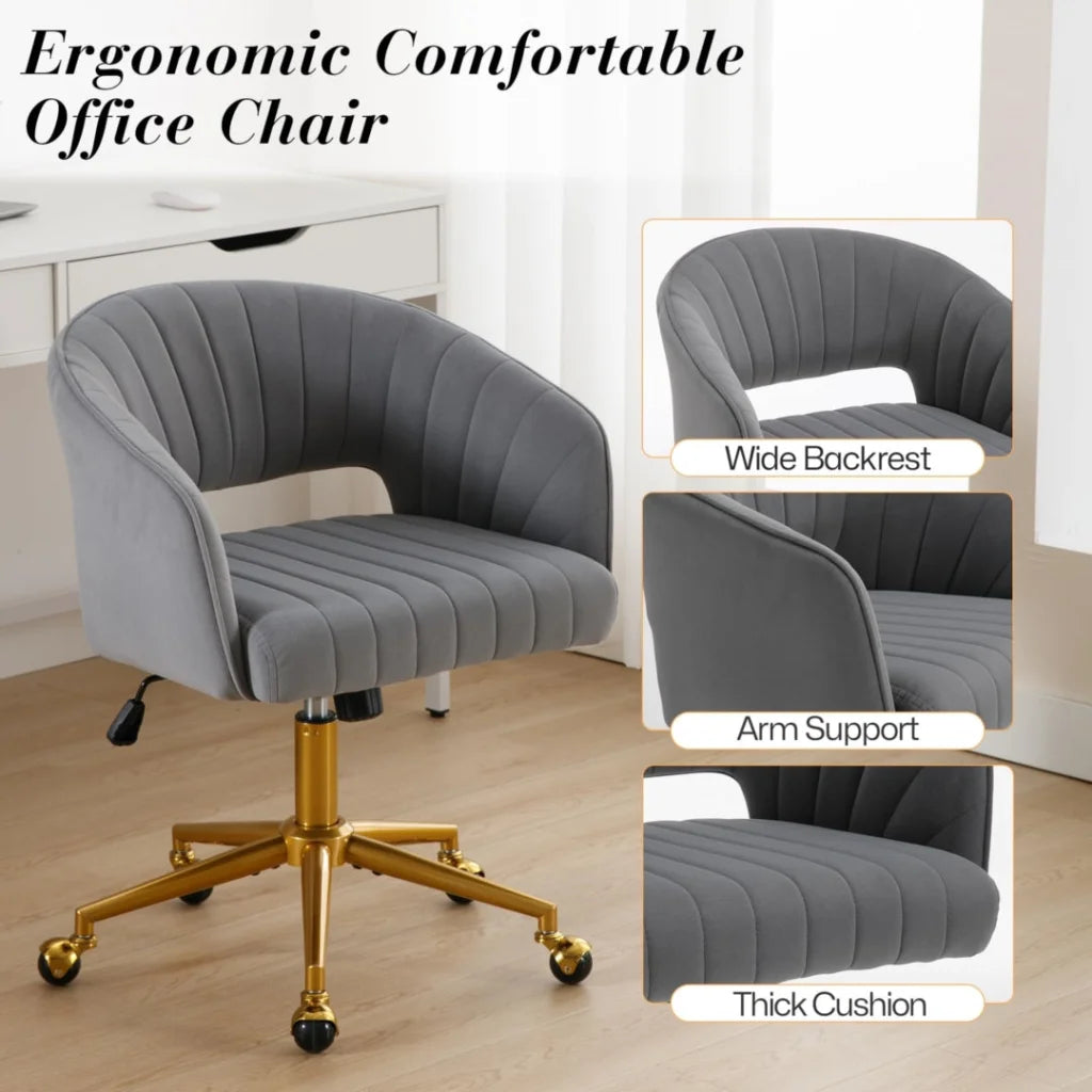 Velvet Home Office Chair- Grey - Furniture > Office >