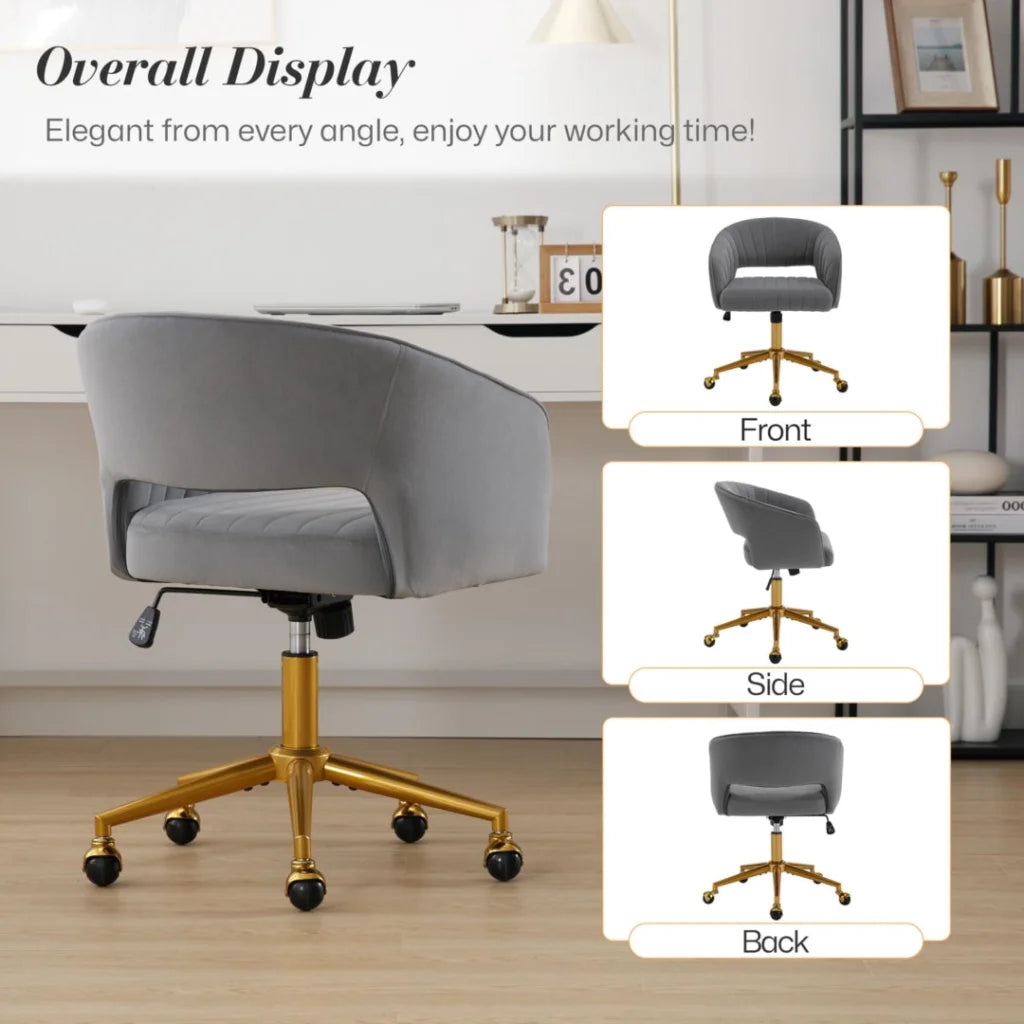 Velvet Home Office Chair- Grey - Furniture > Office >