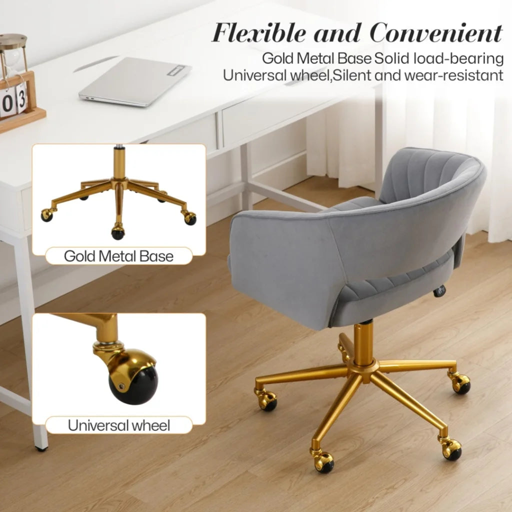 Velvet Home Office Chair- Grey - Furniture > Office >