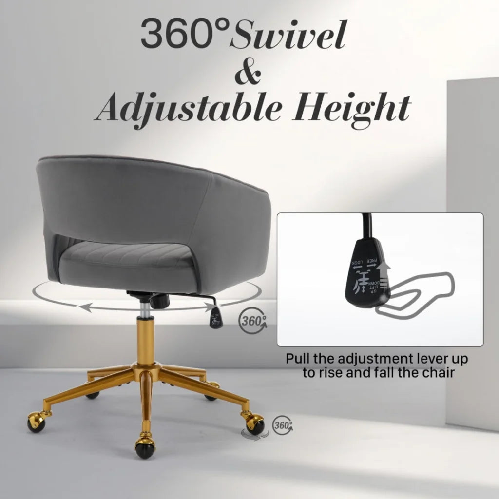 Velvet Home Office Chair- Grey - Furniture > Office >